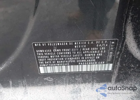 2015 Volkswagen Golf Gti 2.0T Autobahn 4-Door z USA, uszkodzony, nr VIN 3VW4T7AU6FM002440